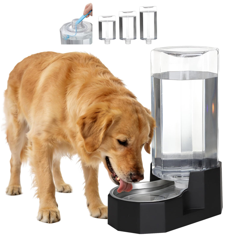 Sfozstra 9L gravity water dispenser with bowl ensuring steady hydration for large dogs and multiple pets