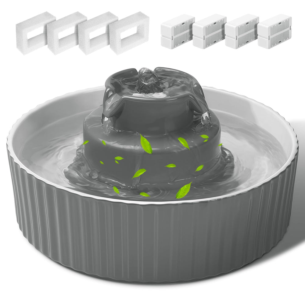 SgurFin ceramic cat fountain with 2.1L capacity for easy hydration.