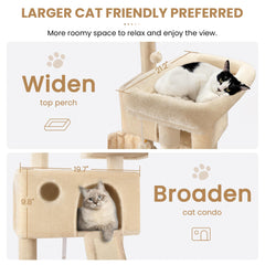 SHA CERLIN 65in cat tree multi-level layout supports multiple cats at once