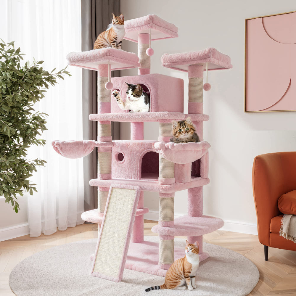 SHA CERLIN 68-inch cat tree overview shows a sturdy multi-level playground for large cats.