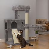 SHA CERLIN 36 inch cat tree with hammock provides a cozy lounge for indoor cats.