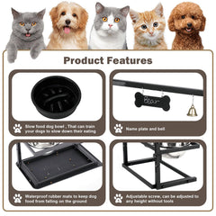 Adjustable height stand demonstrating customizable feeding height
