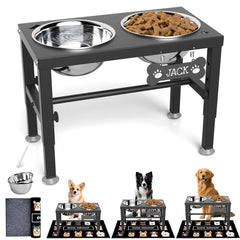 SHAINFUN elevated dog bowl stand with dual bowls for comfortable feeding