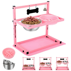 SHAINFUN pink elevated dog bowl stand with adjustable height for dogs