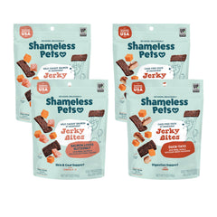 Shameless Pets Jerky 4-Pack variety for daily dog treat ritual