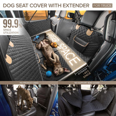 SHARLOVY XL hard-bottom dog seat cover shown protecting a truck seat.