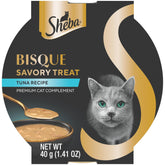 Sheba Bisque Lickable Tuna Treats served in a bowl for easy feeding.