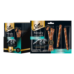 Sheba Meaty Tender Sticks chicken-tuna pack for convenient daily bonding moments.
