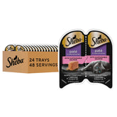 Sheba Perfect Portions Pate with sustainable salmon in a tray close-up for convenient, mess-free serving.