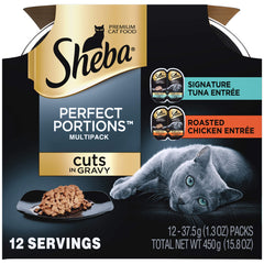 Sheba Perfect Portions tuna entree in gravy pack for easy, portion-controlled meals.