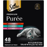 Sheba Premium Puree roasted chicken tube close-up showing creamy texture for licking