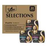 Sheba Selections Filets in Broth cups show real chicken and tuna for a tasty topper.