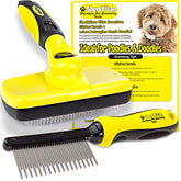 SHEDTITAN self-cleaning slicker brush eases doodle grooming sessions.