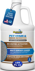 Sheiner's pet urine enzyme cleaner bottle close-up highlighting enzyme formula
