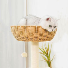 SHENGOCASE cat tree wicker basket bed offers a plush retreat and nap-ready comfort