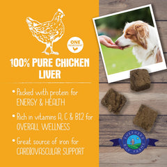 Shepherd Boy Farms chicken liver treats for cats and dogs, single-ingredient nutrition.