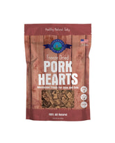 Shepherd Boy Farms pork heart treats in a 3oz bag for dogs and cats.