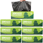 Sherr 6 boxed rolls show 1200-count dog poop bags for daily walks.