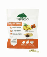 Sherwood Pet Health Digestive Papaya tablets bottle front view for convenient use.