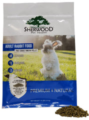 Sherwood Pet Health rabbit hay balance bag open for easy daily feeding.