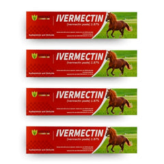 SHEVAT VITAMINS Ivermectin horse paste in apple flavor, 6.08 g tube for horses, for easy administration.