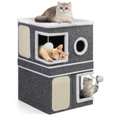 Shikha 2-storey cat house front view, compact and space-saving.