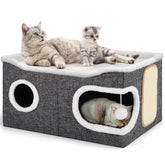 Shikha cat cube arc-edge top provides a stylish indoor retreat for lounging.