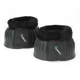 Shires Arma Overreach bell boots front view with secure double Velcro for active riding
