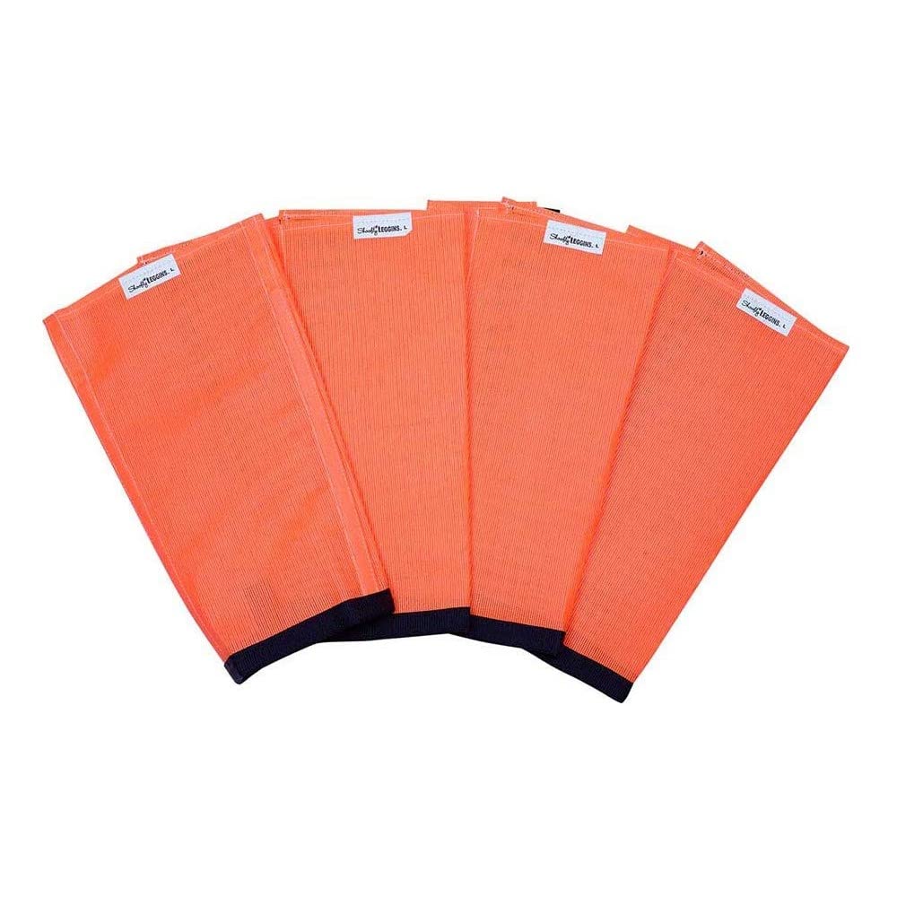 SHOOFLY Leggins orange set for large horses; protective fly boots for stalls.