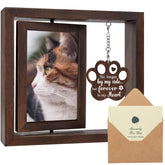 SHOW-YA cat memorial rotating frame in wood, preserving cherished memories.