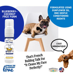 Showseason Blueberry-Coconut Pet Face Foam Cleanser pump ready for gentle cleansing.