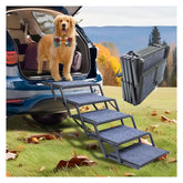 SHUNLONG extra-wide dog ramp assembled for car access and sturdy support