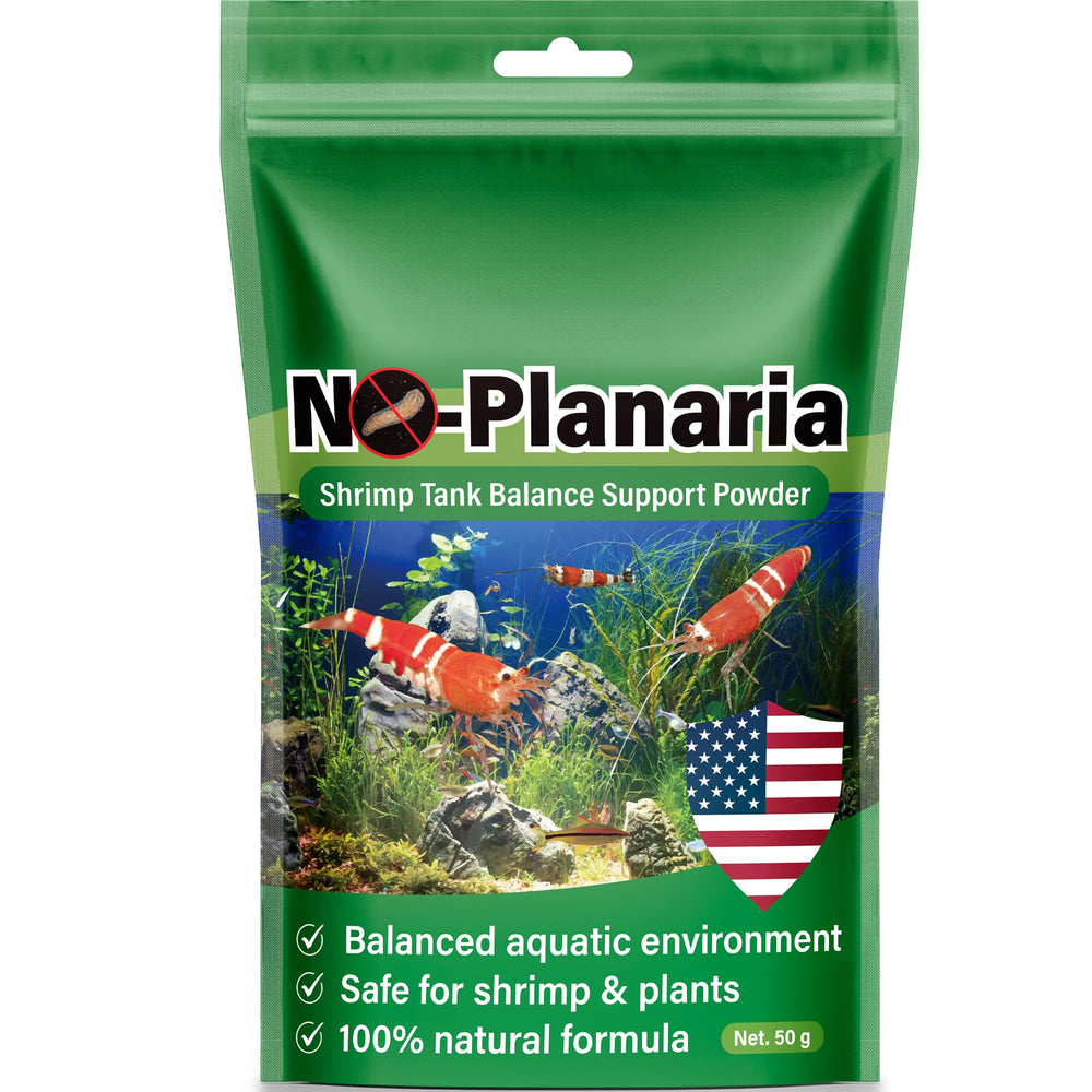 SHUNNIUB Balance Powder jar close-up showing plant-based formula for shrimp tanks