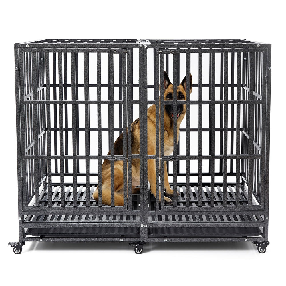 SHUSHIM 54 inch crate front view for large dogs, secure containment at home