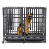 SHUSHIM 54 inch crate front view for large dogs, secure containment at home
