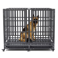SHUSHIM 54 inch crate front view for large dogs, secure containment at home