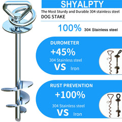 SHYALPTY heavy-duty dog stake 304 stainless ready for reliable outdoor use.