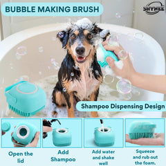 SHYNEE dog shampoo brush foaming action evenly distributes shampoo.
