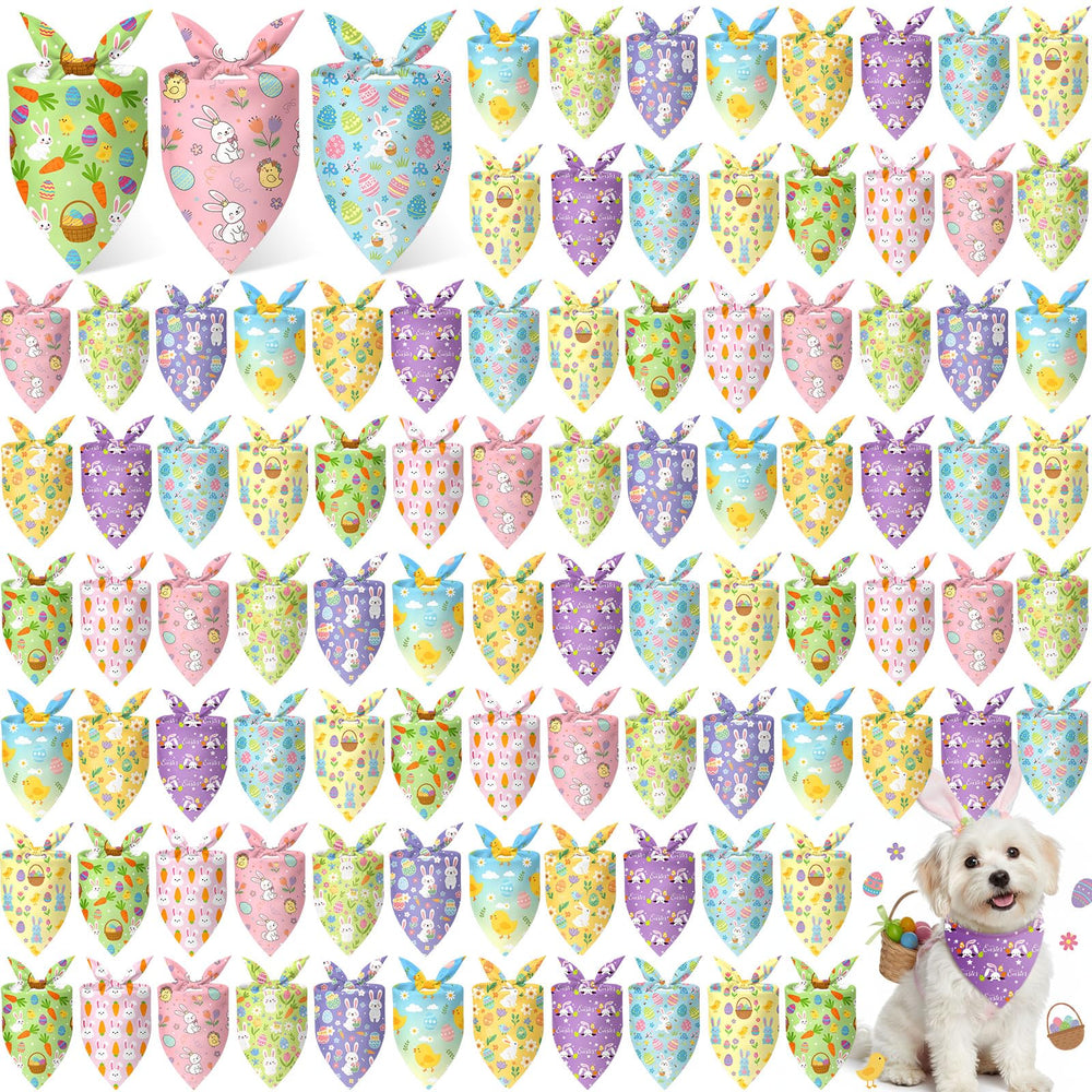 Shyyween Easter dog bandana with bunny pattern for festive pet styling