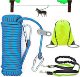 SIAELT 50ft dog tie-out cable in blue for secure outdoor roaming.