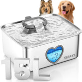 SIBAYS 15L large dog water fountain front view with high capacity for multi-pet homes