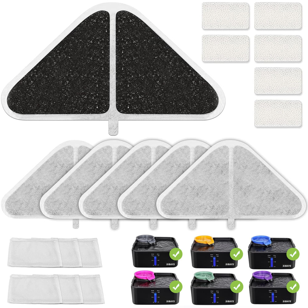 SIBAYS cat fountain filters pack with activated carbon for clean water