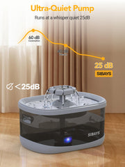 SIBAYS ultra-quiet pump and LED indicator minimize disruption while monitoring water.
