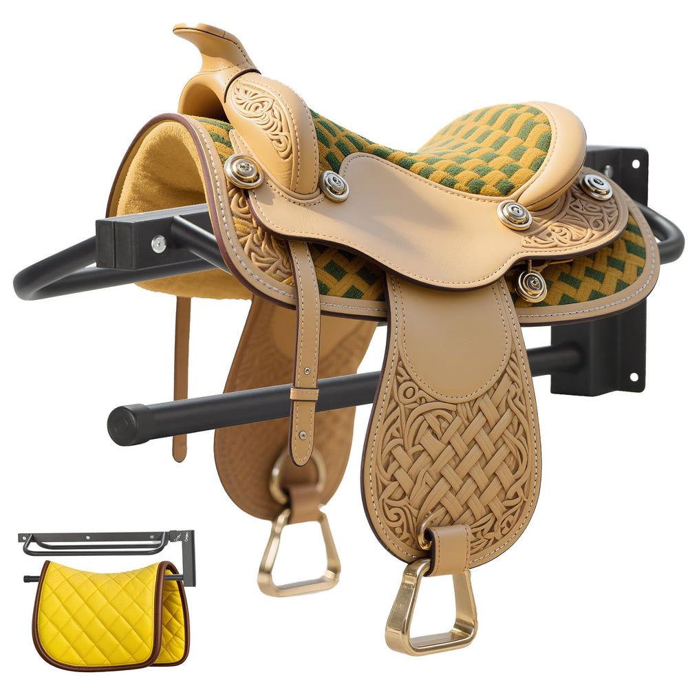 Sidasu thickened saddle rack wall mount holds Western and English saddles securely.