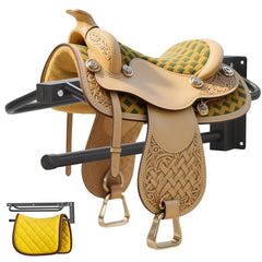 Sidasu thickened saddle rack wall mount holds Western and English saddles securely.