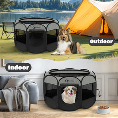 Siedihit dark grey puppy playpen door entry for quick access.