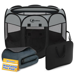 Siedihit dog playpen with washable pee pad provides safe indoor containment.