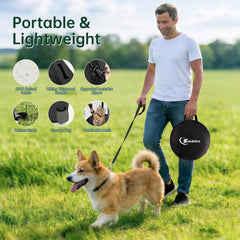 Siedihit dog playpen folds up with carrying case for portable setup.