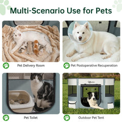 Siedihit dog playpen folded in carry-case for convenient travel.