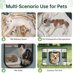 Siedihit dog playpen gray easy-setup for indoor and outdoor use.